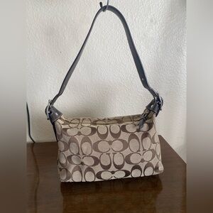 Coach Tan and Brown Signature Shoulder Bag